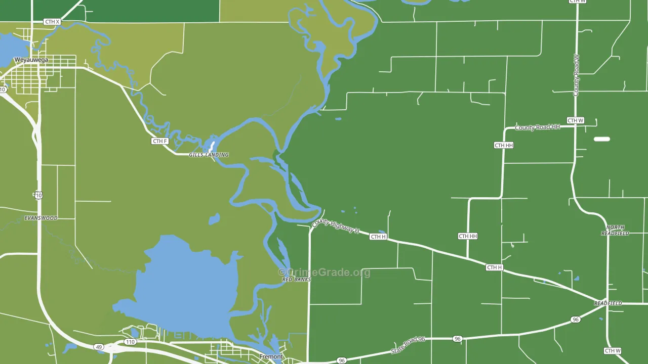 Red Banks, WI Map of Vandalism Rates