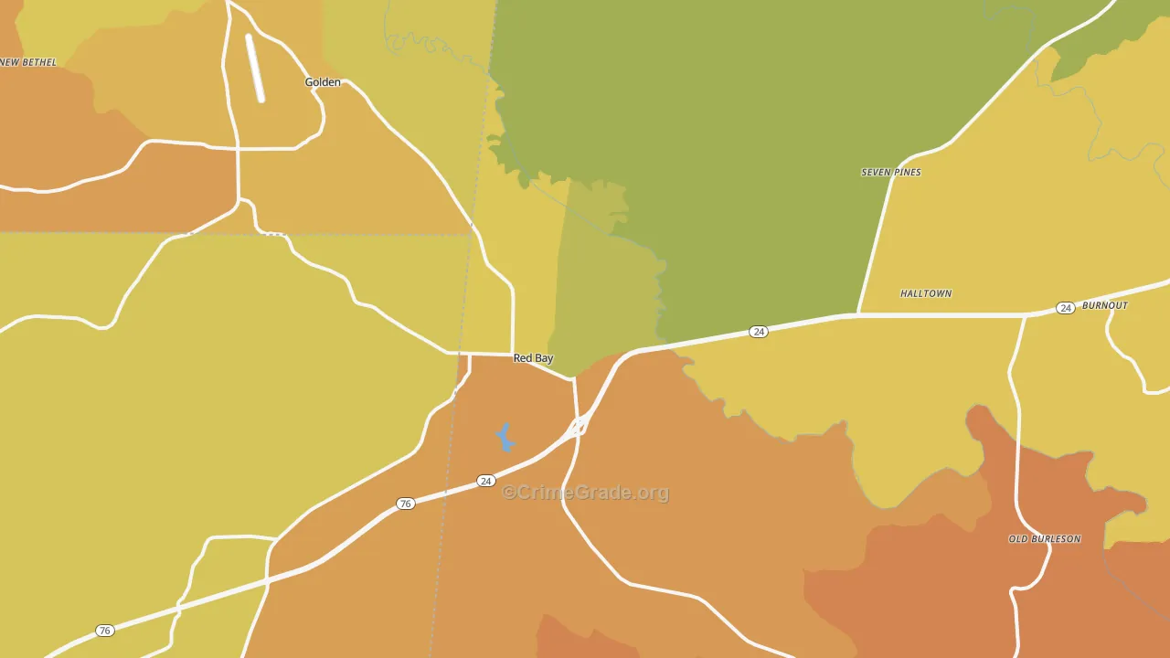 Red Bay, AL Map of Vandalism Rates