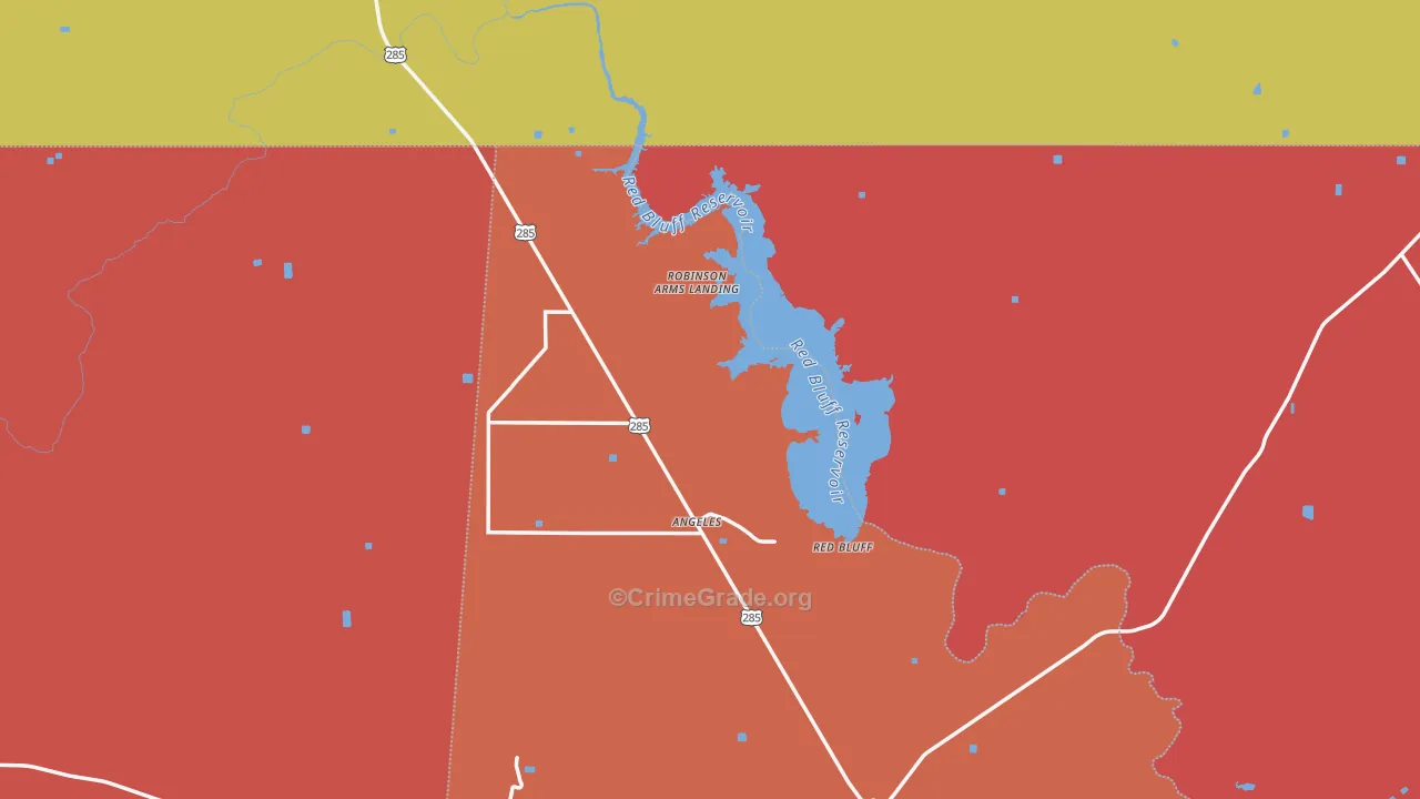 Red Bluff, TX Map of Vandalism Rates