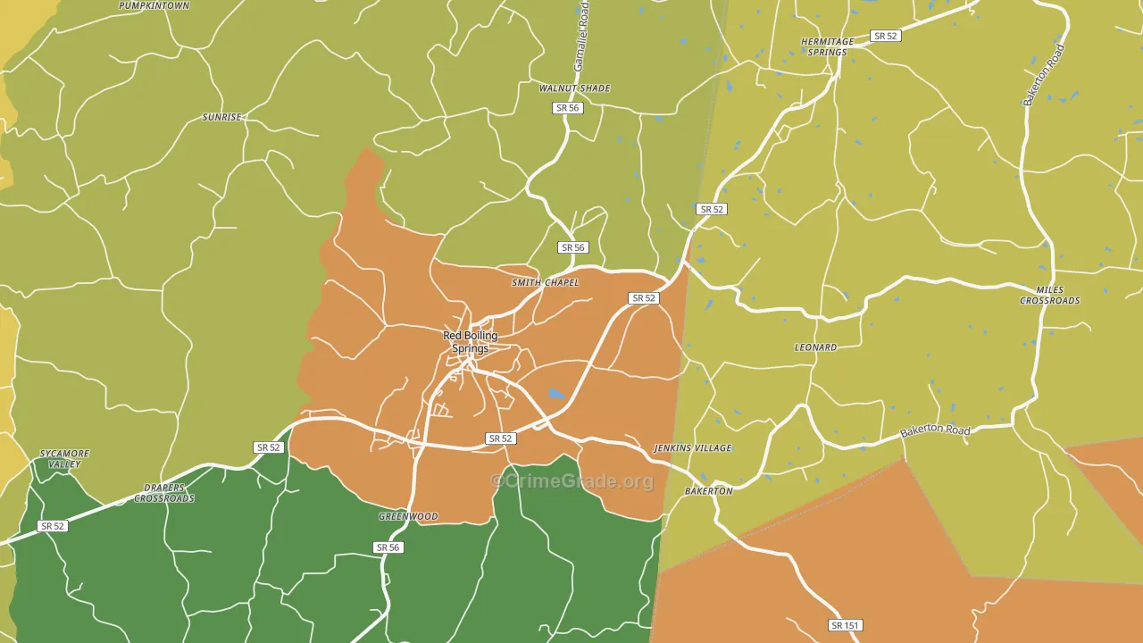 Red Boiling Springs, TN Map of Vandalism Rates