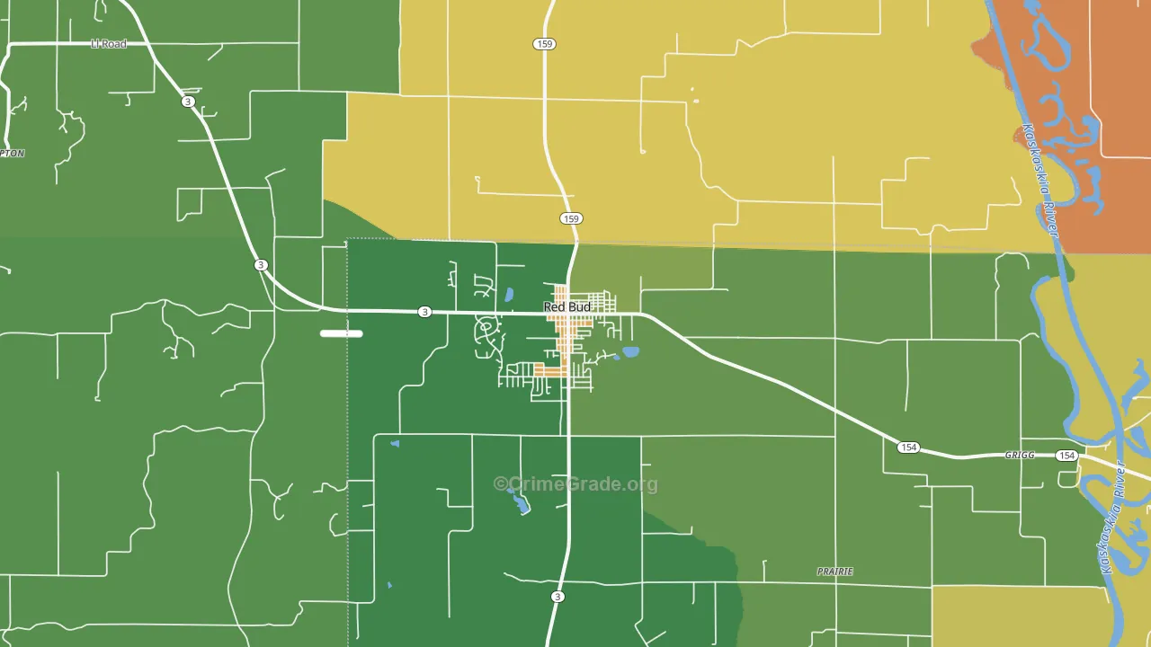Red Bud, IL Map of Vandalism Rates
