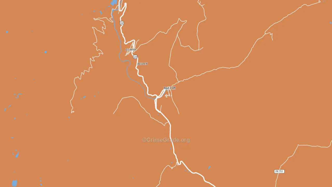 Red Cliff, CO Map of Vandalism Rates