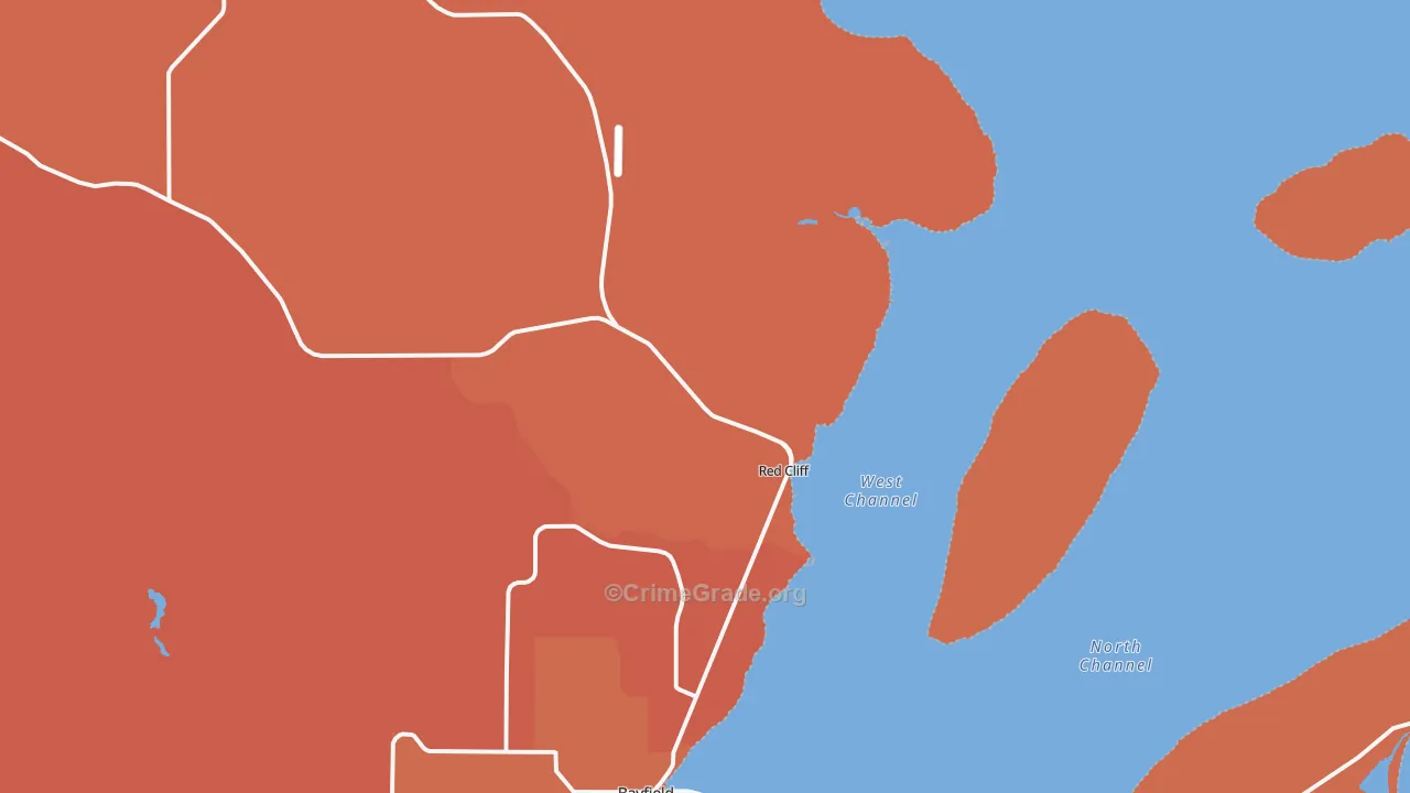 Red Cliff, WI Map of Vandalism Rates