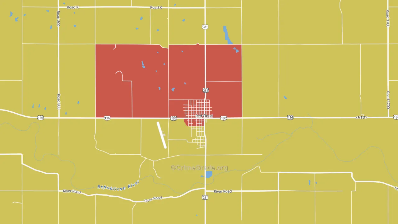 Red Cloud, NE Map of Vandalism Rates