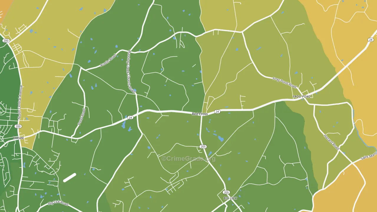 Red Cross, NC Map of Vandalism Rates