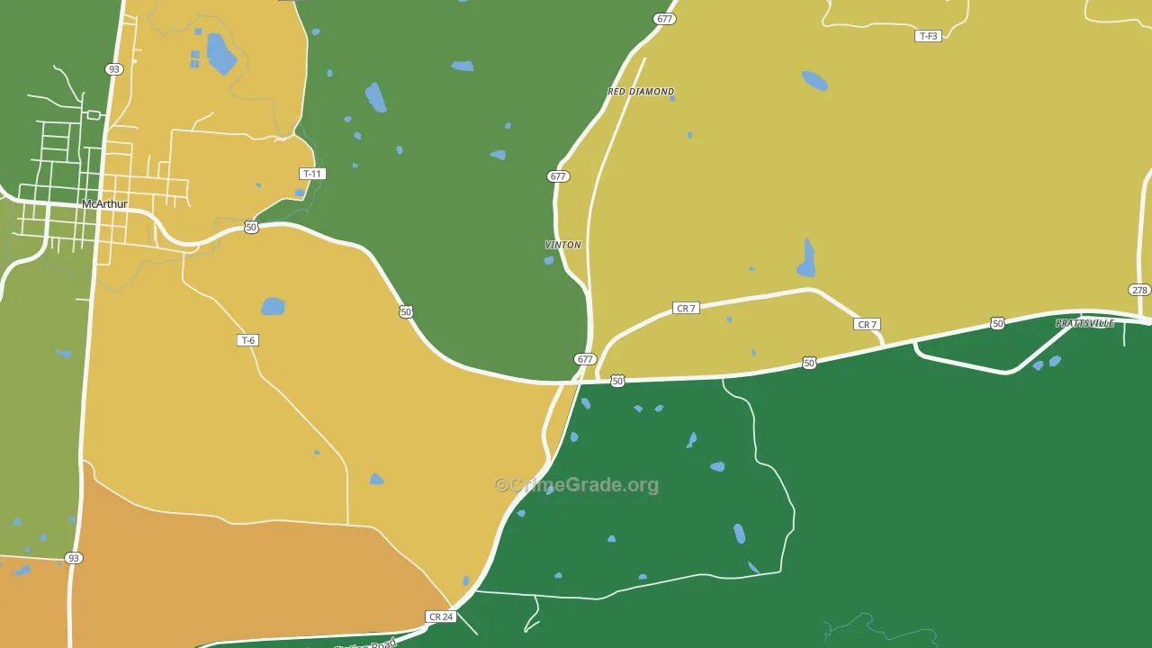 Red Diamond, OH Map of Vandalism Rates
