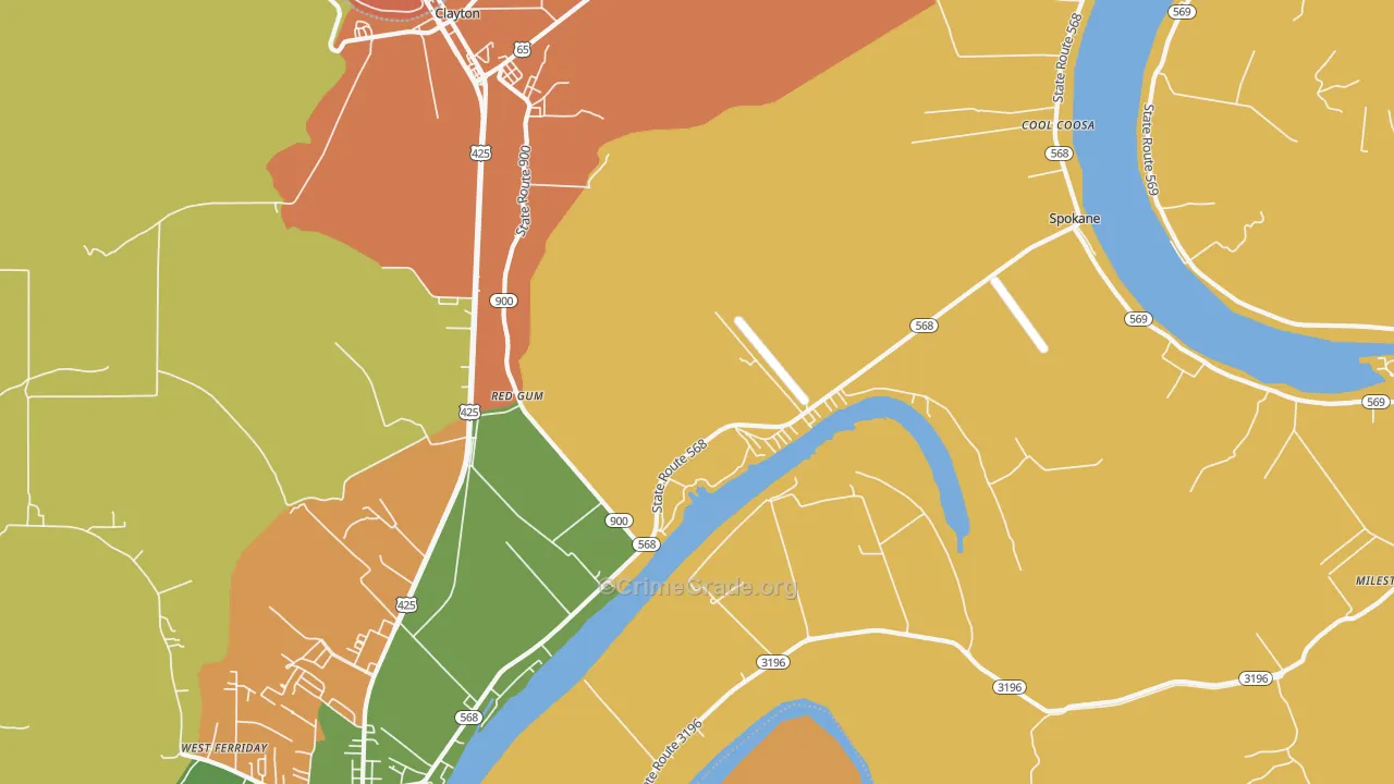 Red Gum, LA Map of Vandalism Rates