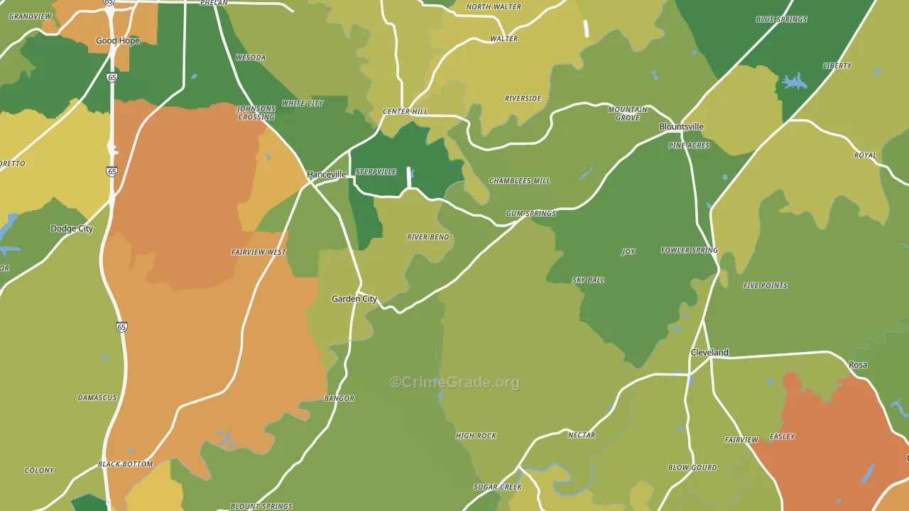 Red Hill, AL Map of Vandalism Rates