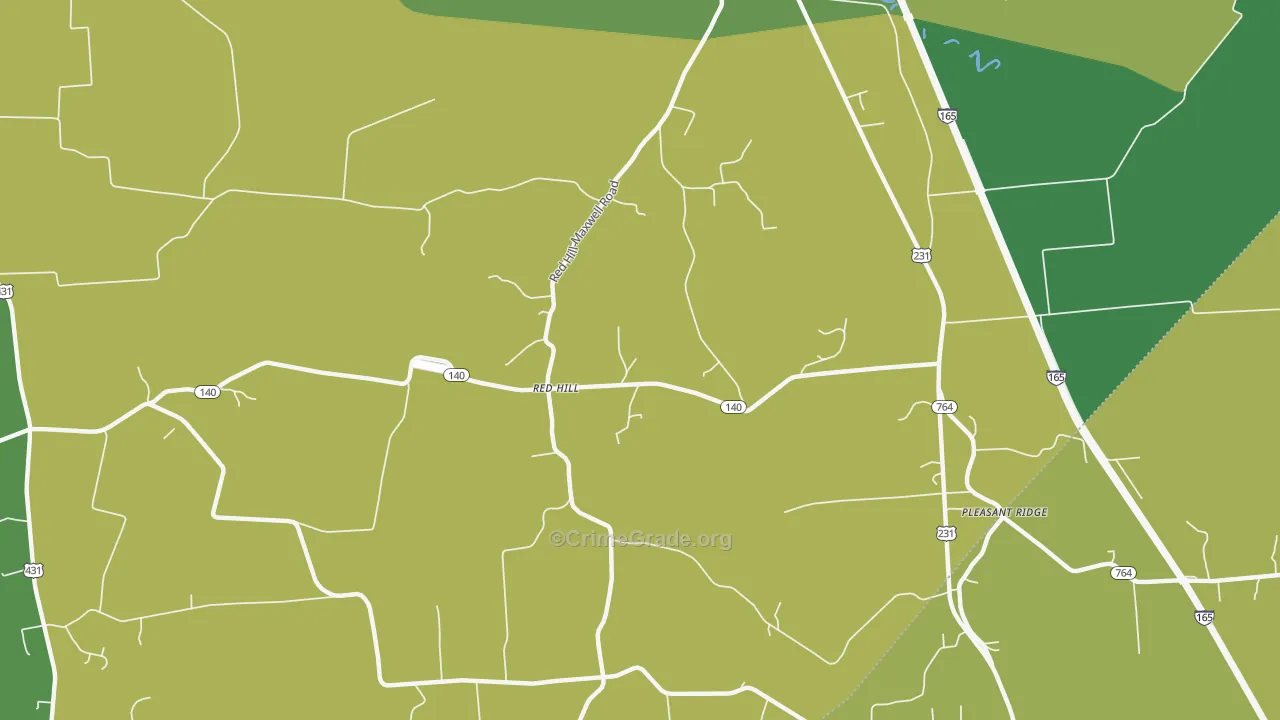 Red Hill, KY Map of Vandalism Rates