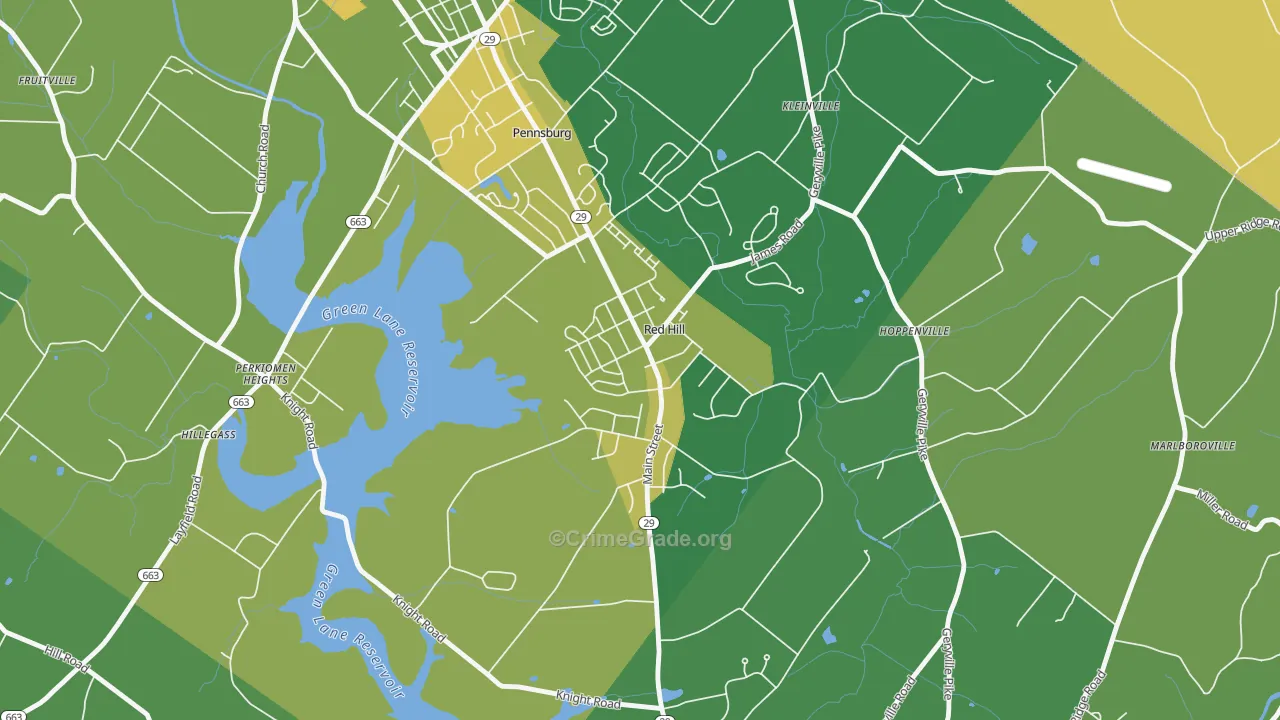 Red Hill, PA Map of Vandalism Rates