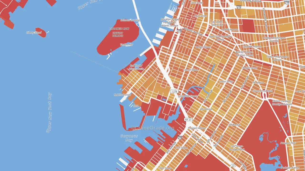 Red Hook, Brooklyn, NY Map of Vandalism Rates