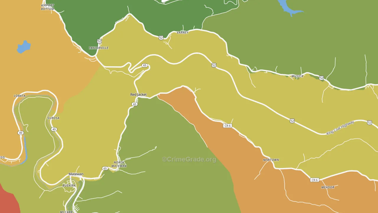 Red Jacket, WV Map of Vandalism Rates