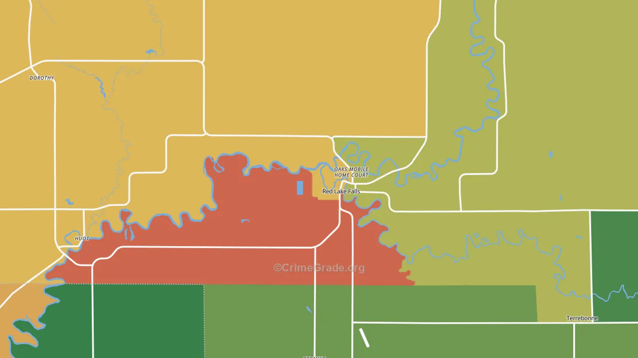 Red Lake Falls, MN Map of Vandalism Rates