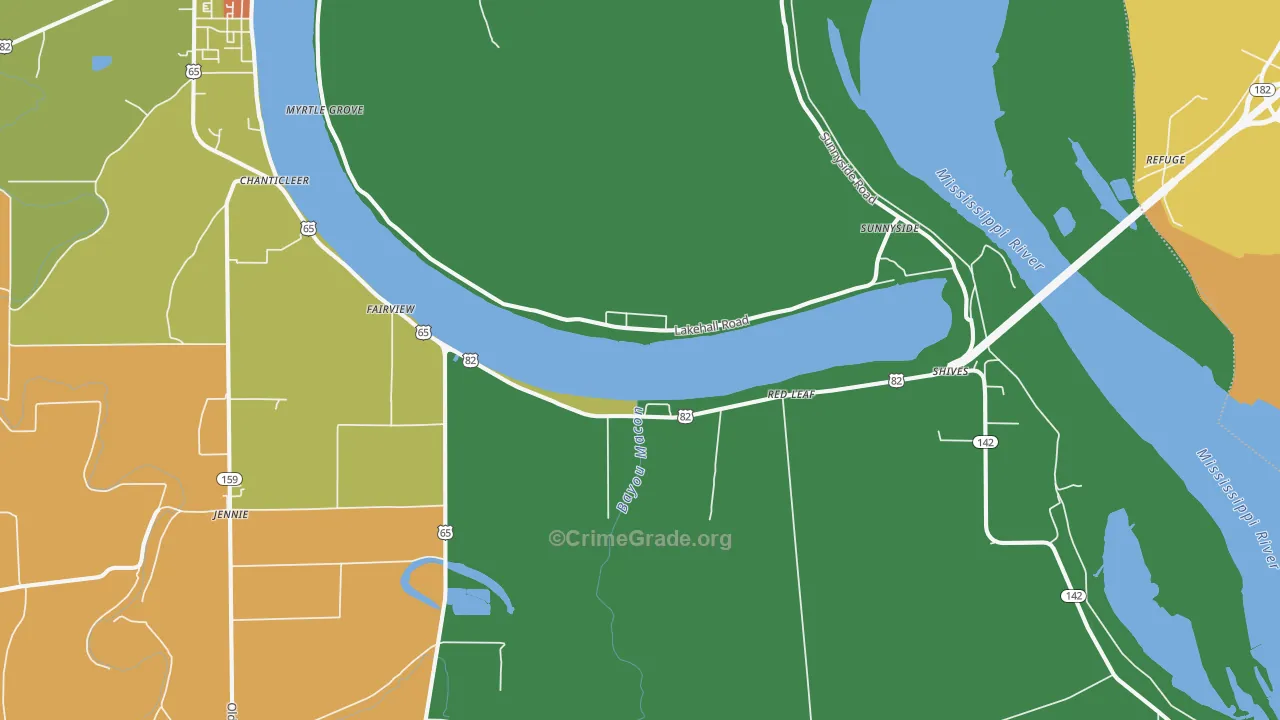 Red Leaf, AR Map of Vandalism Rates