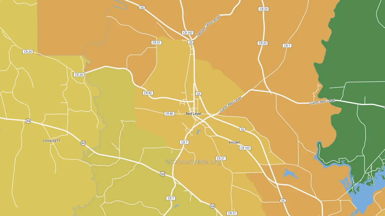 Red Level, AL Map of Vandalism Rates