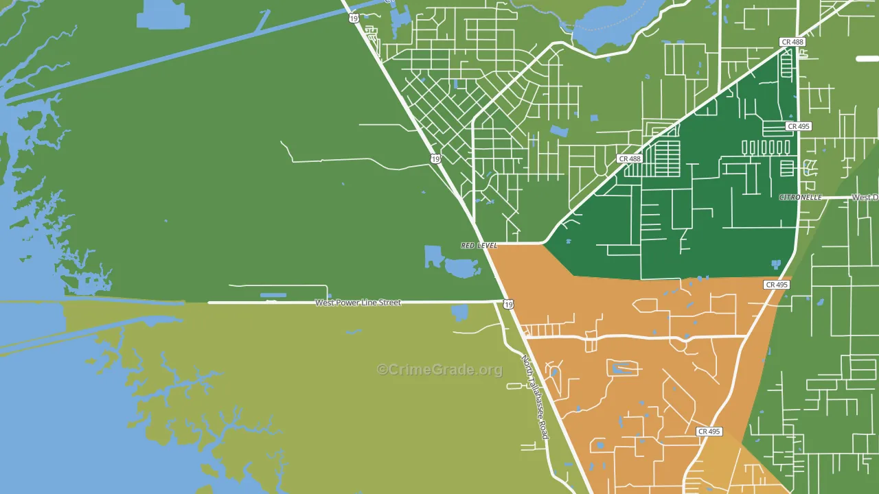 Red Level, FL Map of Vandalism Rates