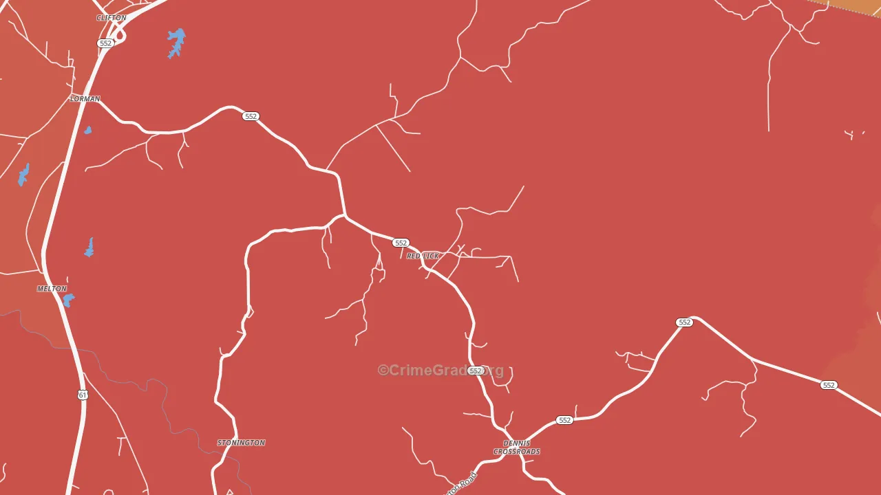 Red Lick, MS Map of Vandalism Rates