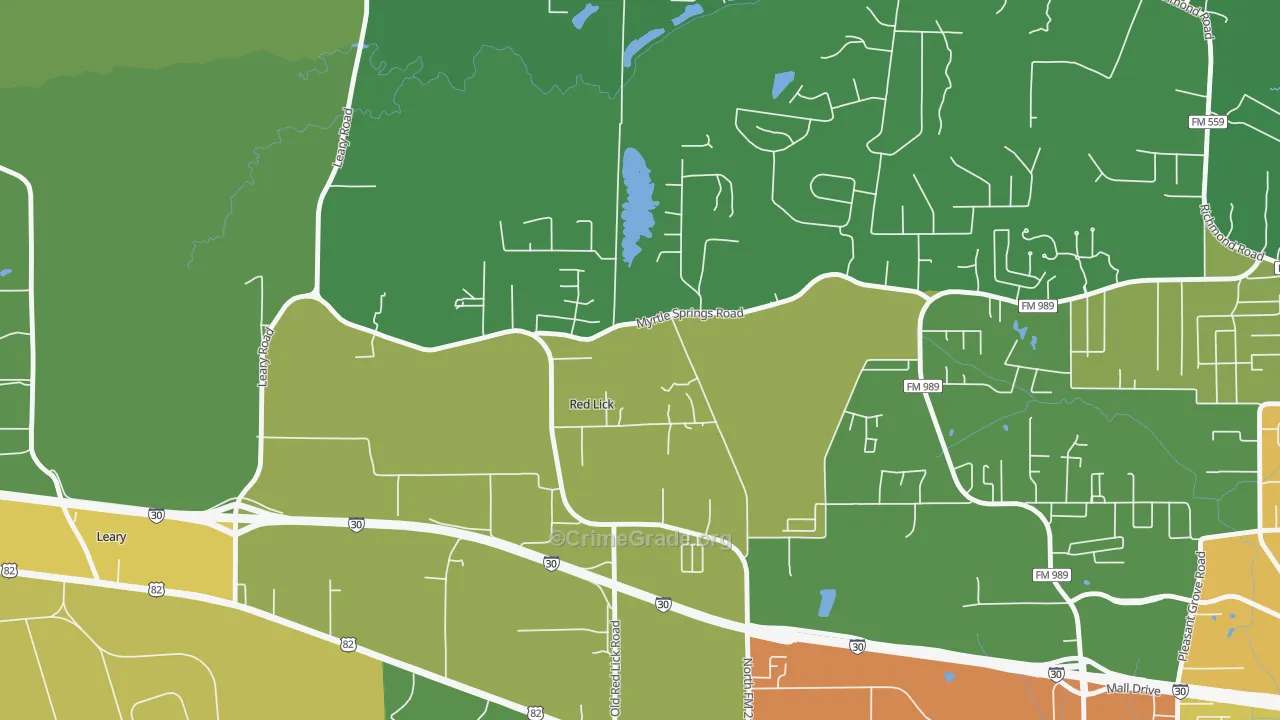 Red Lick, TX Map of Vandalism Rates