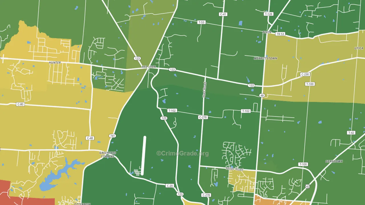 Red Lion, OH Map of Vandalism Rates
