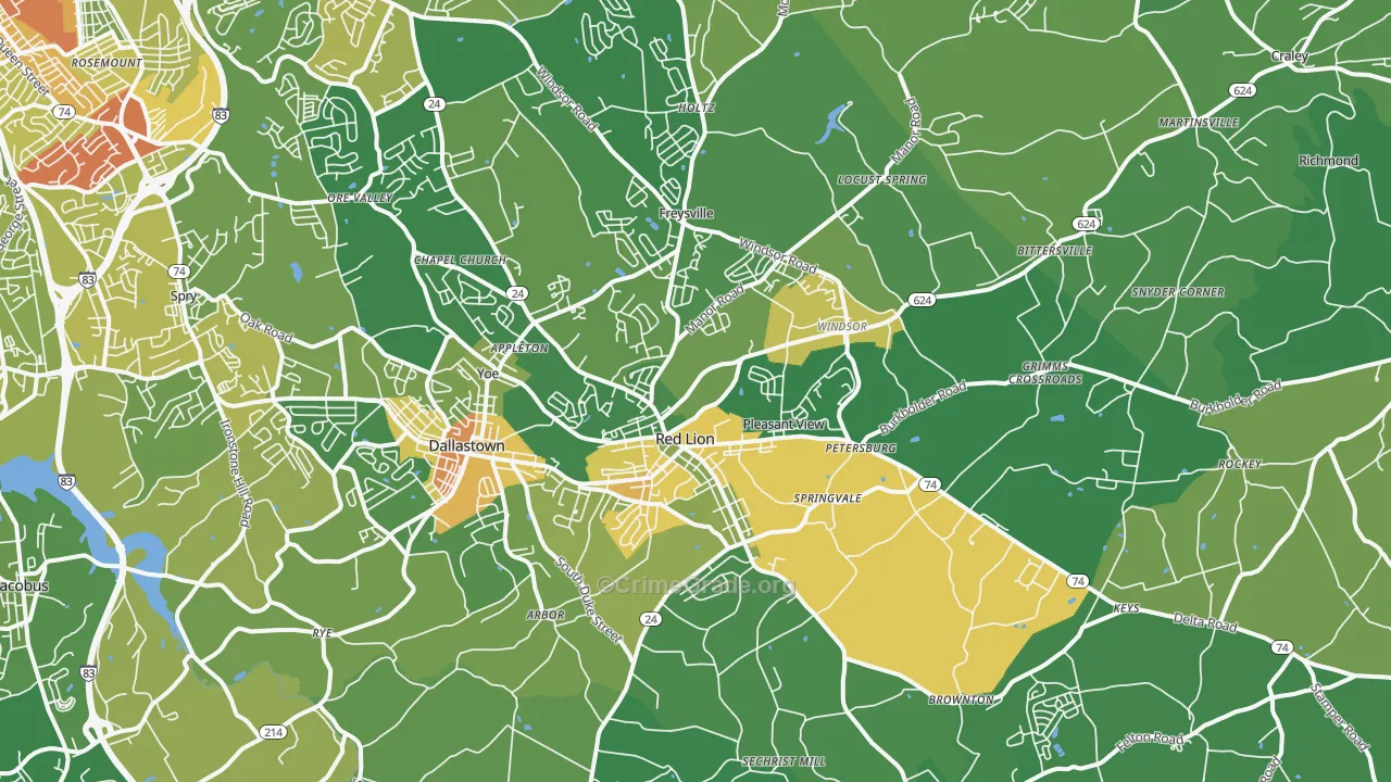 Red Lion, PA Map of Vandalism Rates