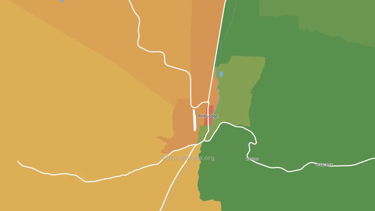 Red Lodge, MT Map of Vandalism Rates