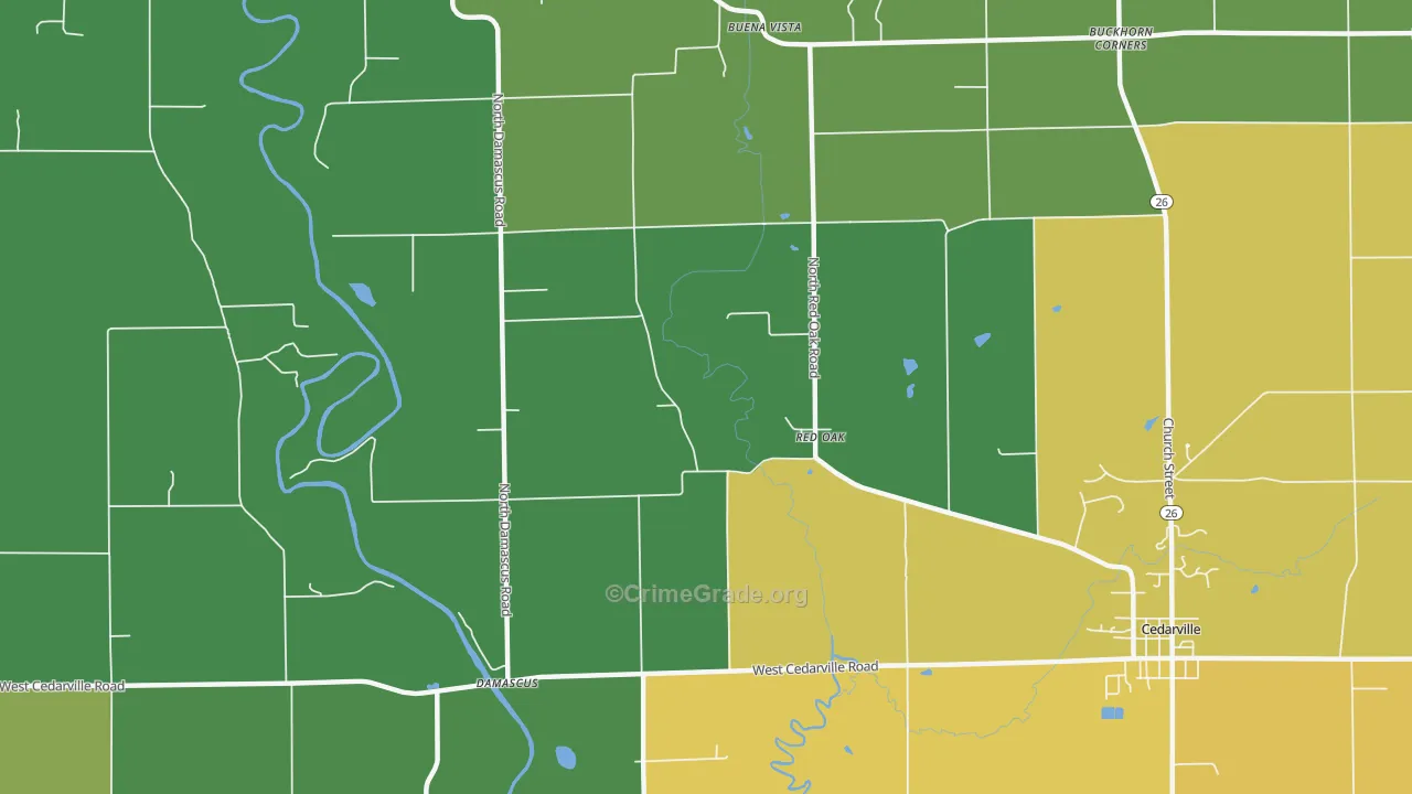 Red Oak, IL Map of Vandalism Rates