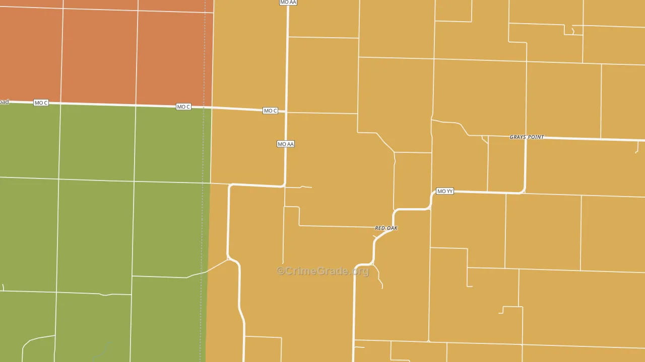 Red Oak, MO Map of Vandalism Rates