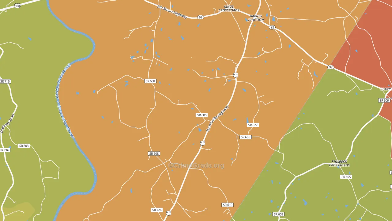 Red Oak, VA Map of Vandalism Rates