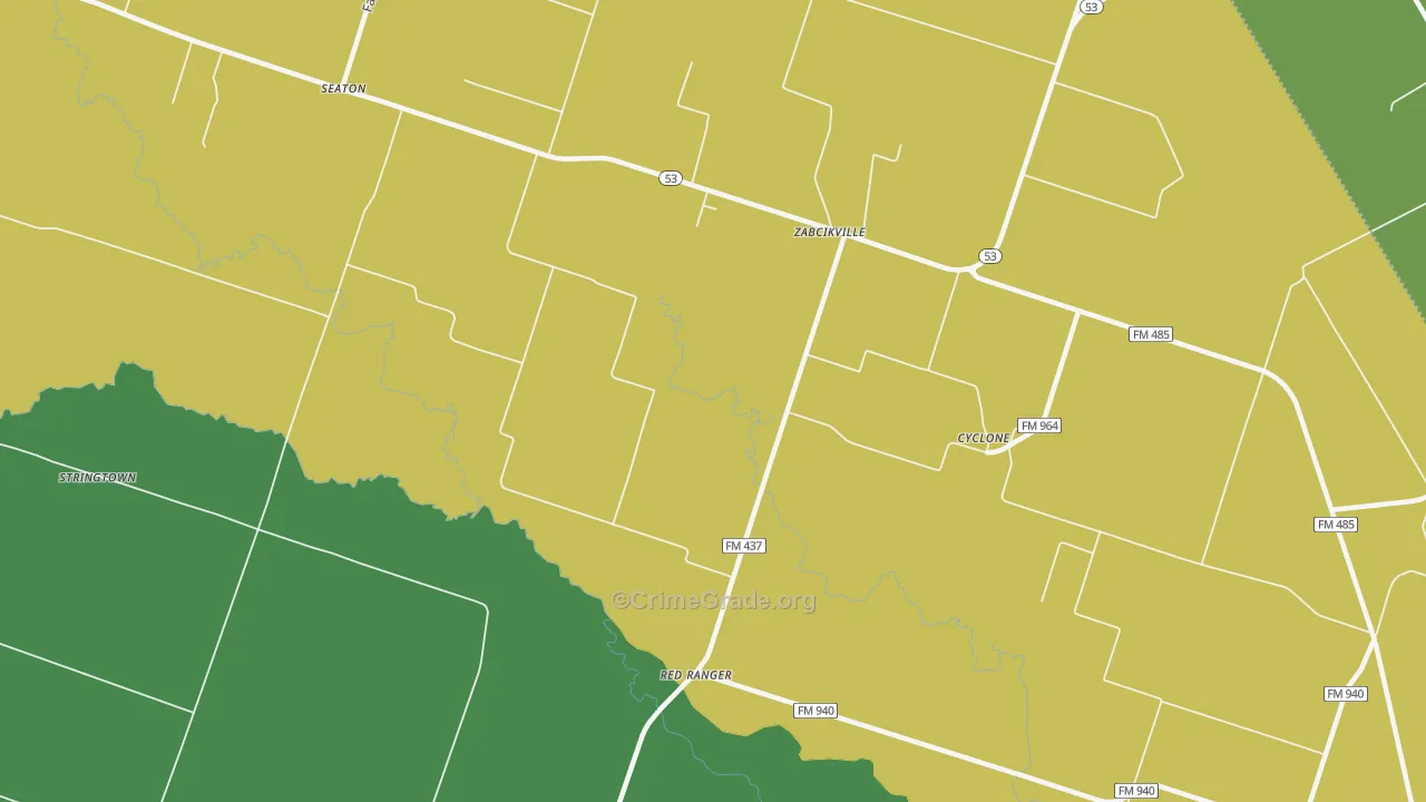 Red Ranger, TX Map of Vandalism Rates