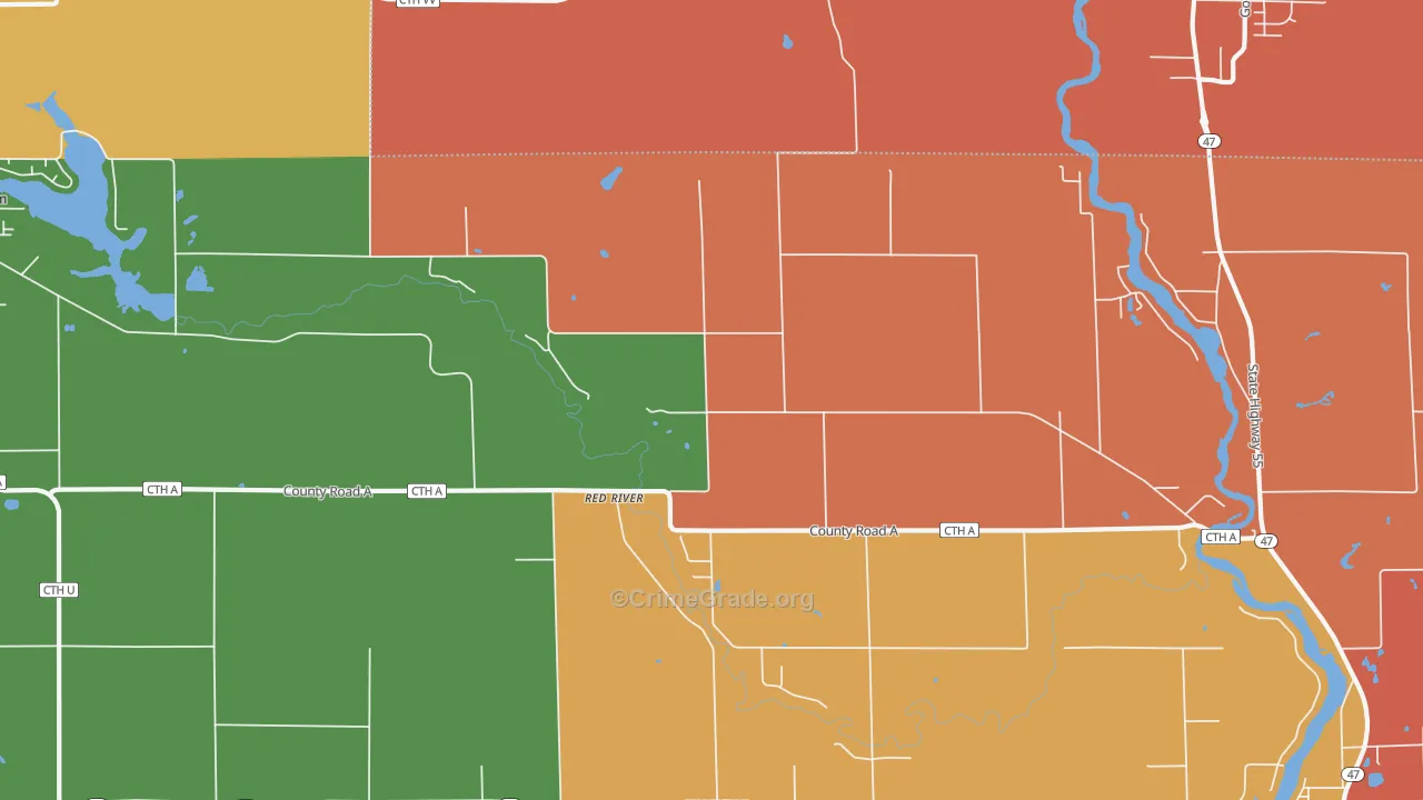 Red River, WI Map of Vandalism Rates