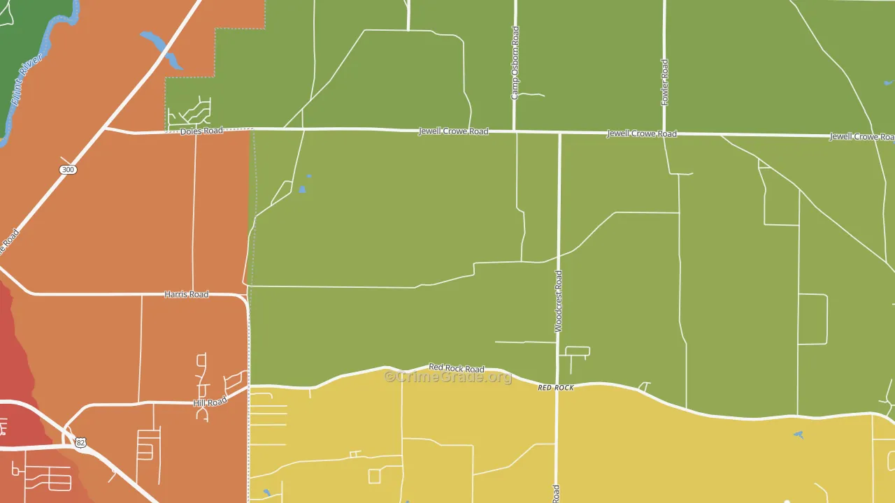 Red Rock, GA Map of Vandalism Rates