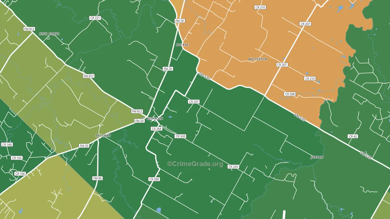 Red Rock, TX Map of Vandalism Rates
