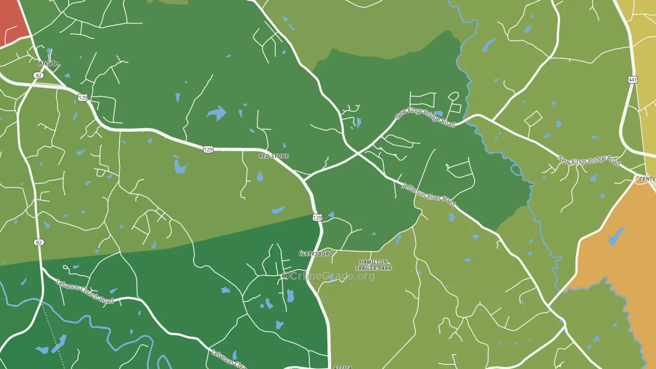 Red Stone, GA Map of Vandalism Rates