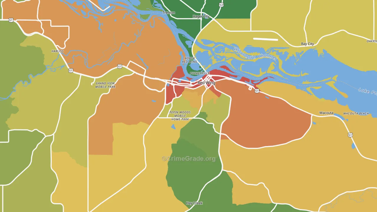 Red Wing, MN Map of Vandalism Rates