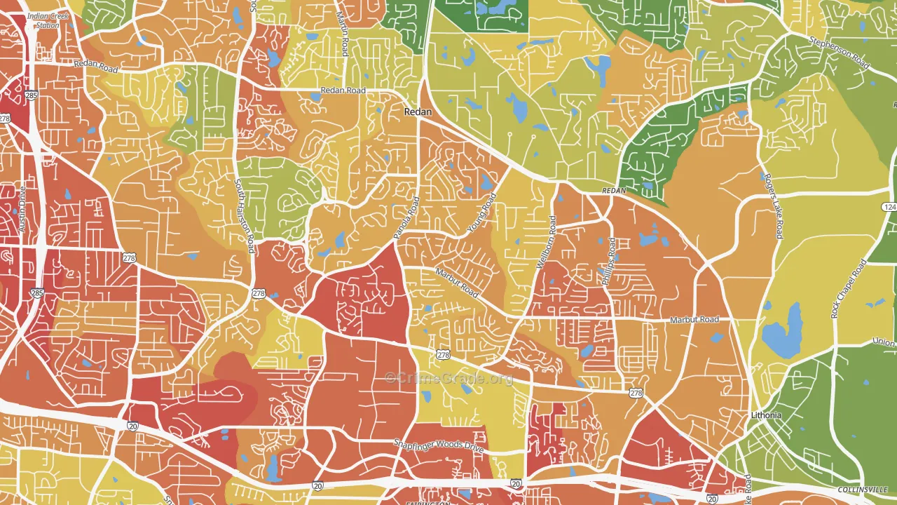 Redan, GA Map of Vandalism Rates