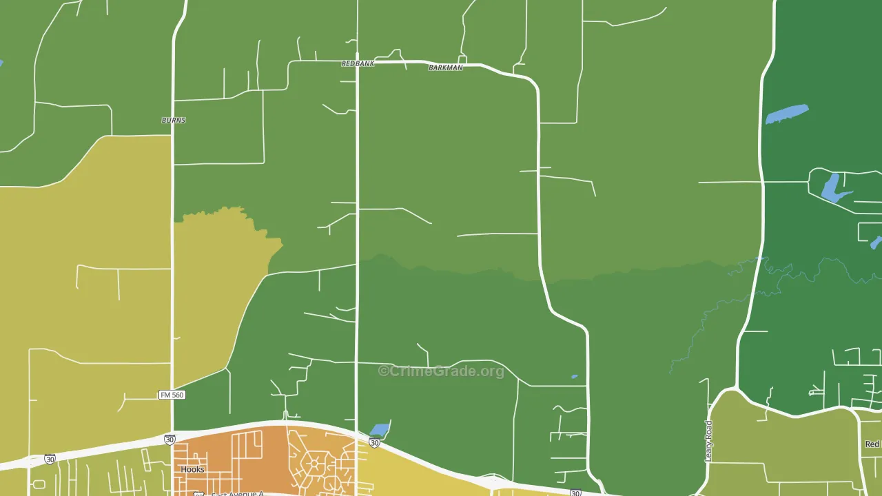 Redbank, TX Map of Vandalism Rates