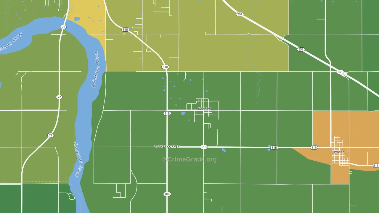 Redbird, OK Map of Vandalism Rates