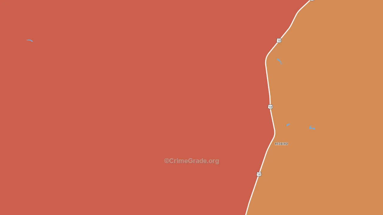Redbird, WY Map of Vandalism Rates