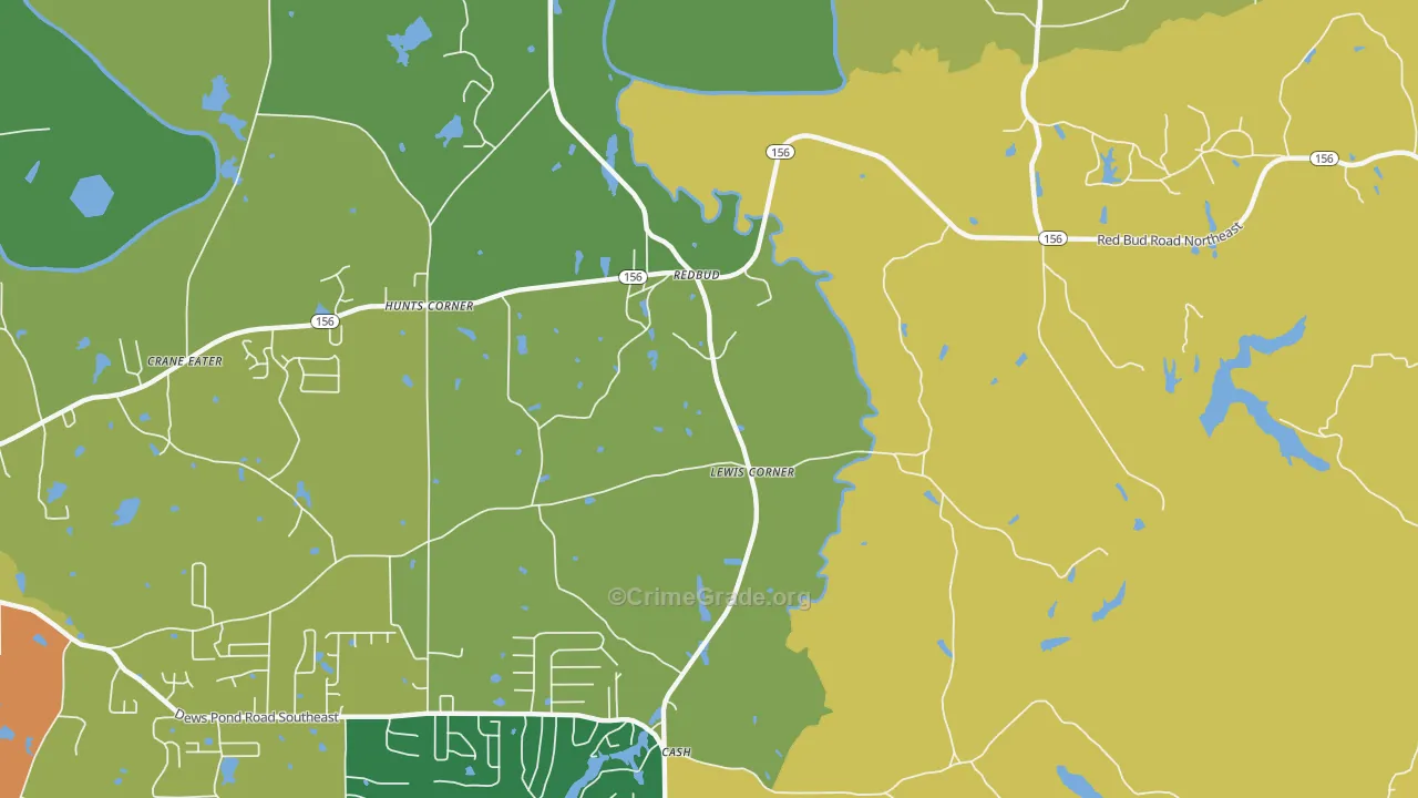 Redbud, GA Map of Vandalism Rates