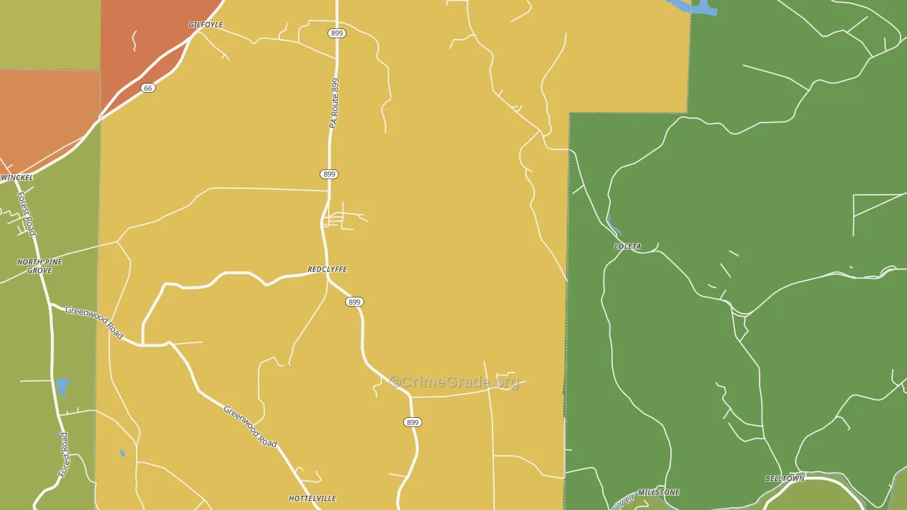 Redclyffe, PA Map of Vandalism Rates