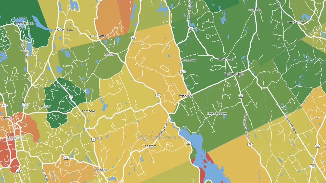 Redding, CT Map of Vandalism Rates