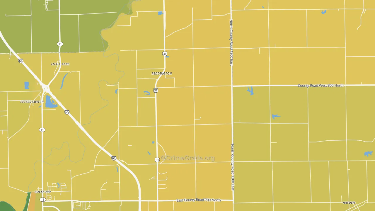Reddington, IN Map of Vandalism Rates