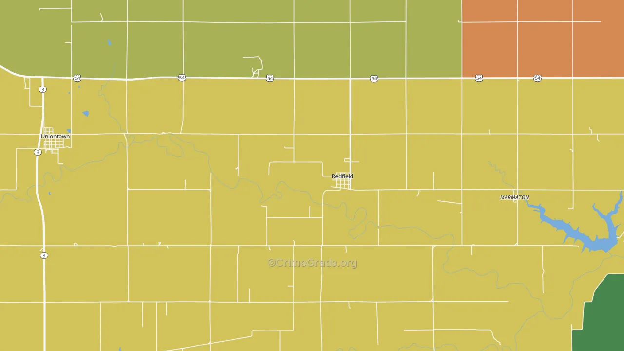 Redfield, KS Map of Vandalism Rates