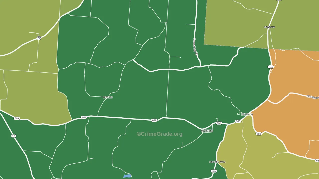 Redfield, OH Map of Vandalism Rates