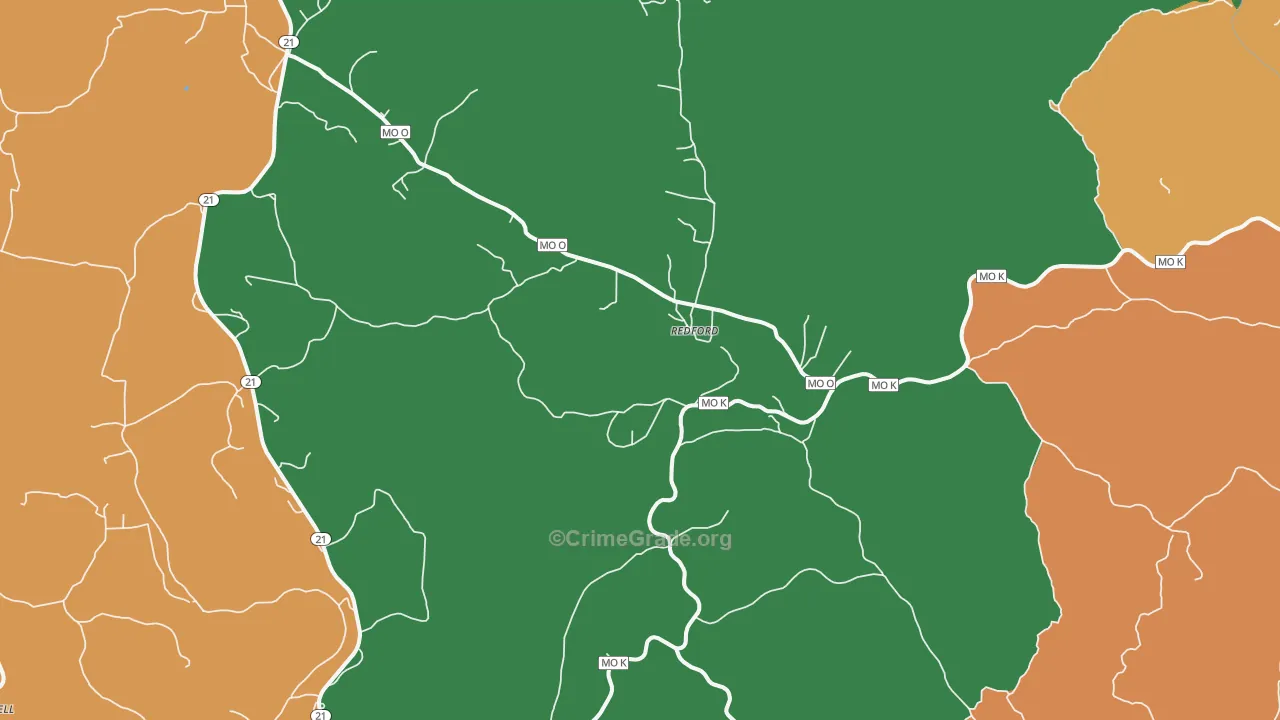 Redford, MO Map of Vandalism Rates