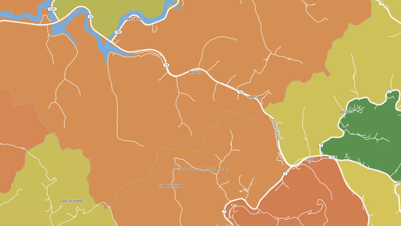 Redfox, KY Map of Vandalism Rates