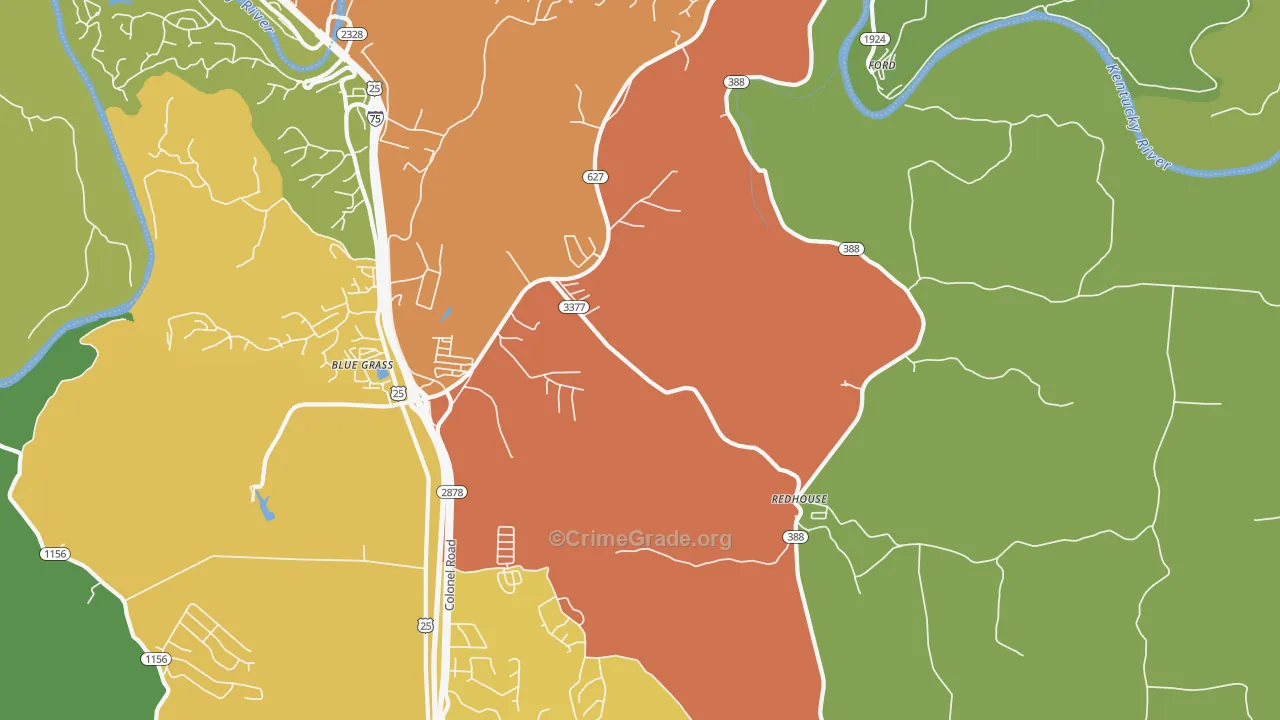 Redhouse, KY Map of Vandalism Rates