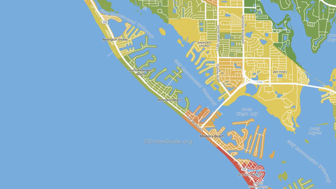 Redington Beach, FL Map of Vandalism Rates