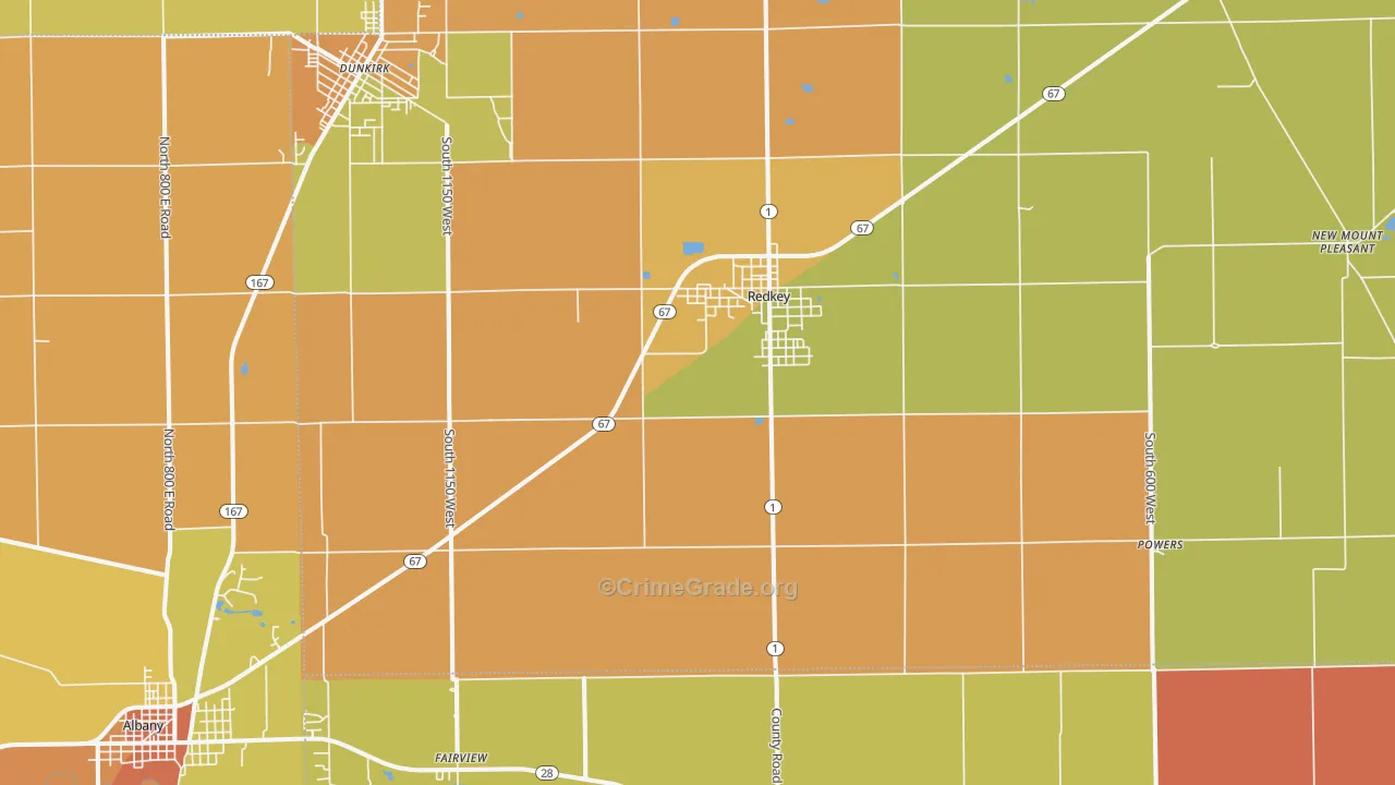 Redkey, IN Map of Vandalism Rates