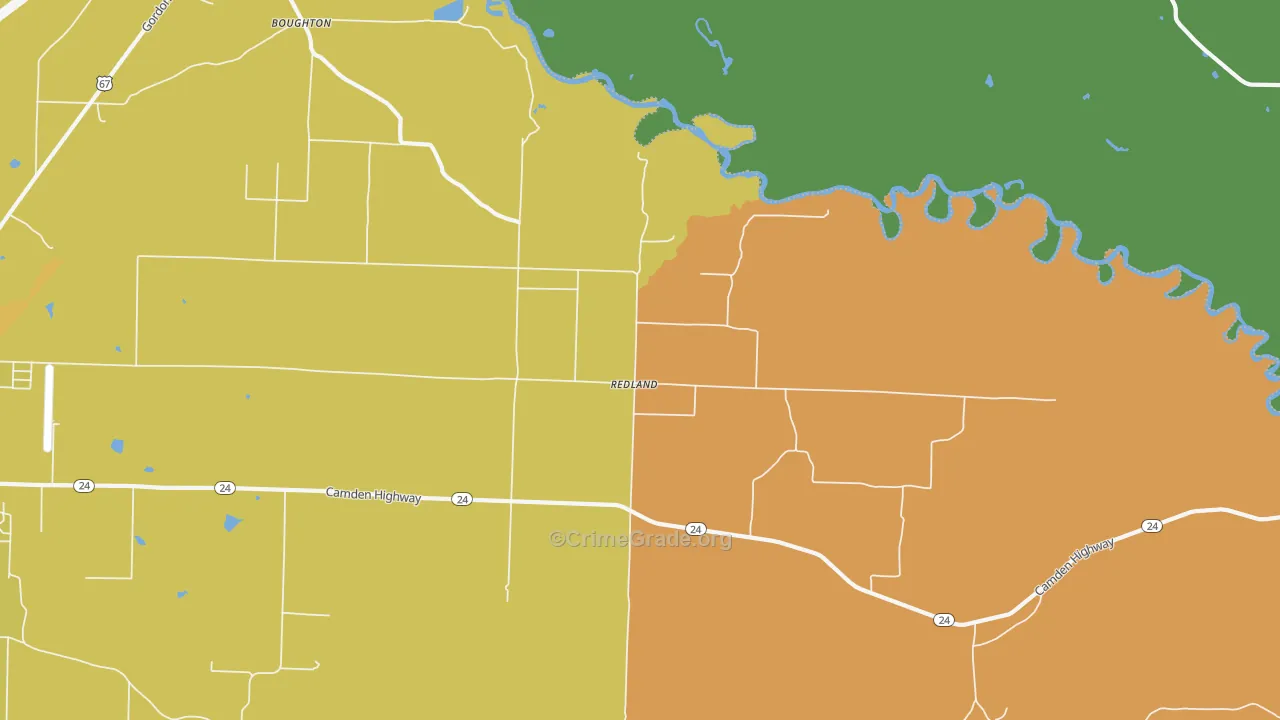 Redland, AR Map of Vandalism Rates